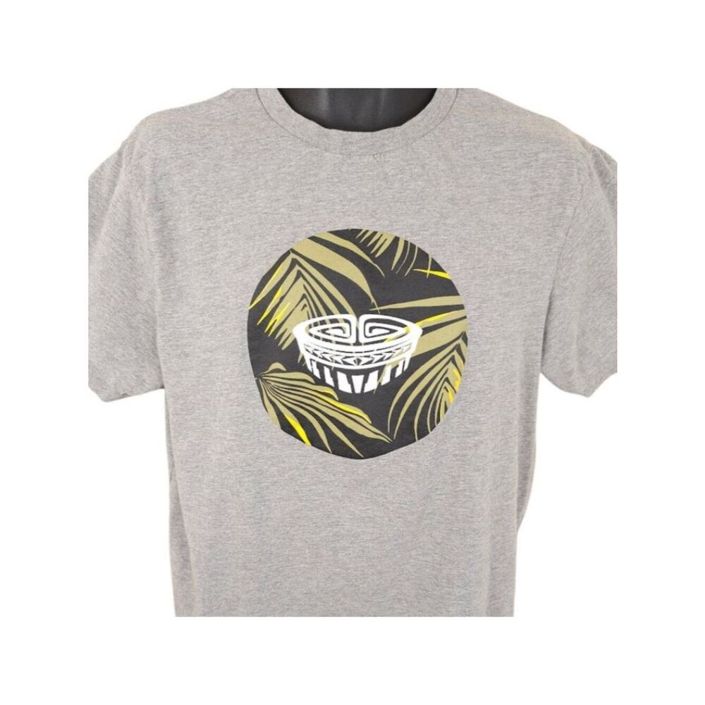 Tanoa Polynesian T Shirt Mens Size Large Gray Tribal Tropical Tiki